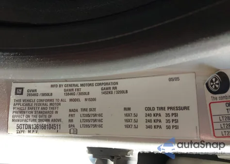 2006 Hummer H3 Suv из США, поврежденный, VIN 5GTDN136168104511